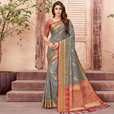 grey-festive-wear-woven-organza-saree-141601