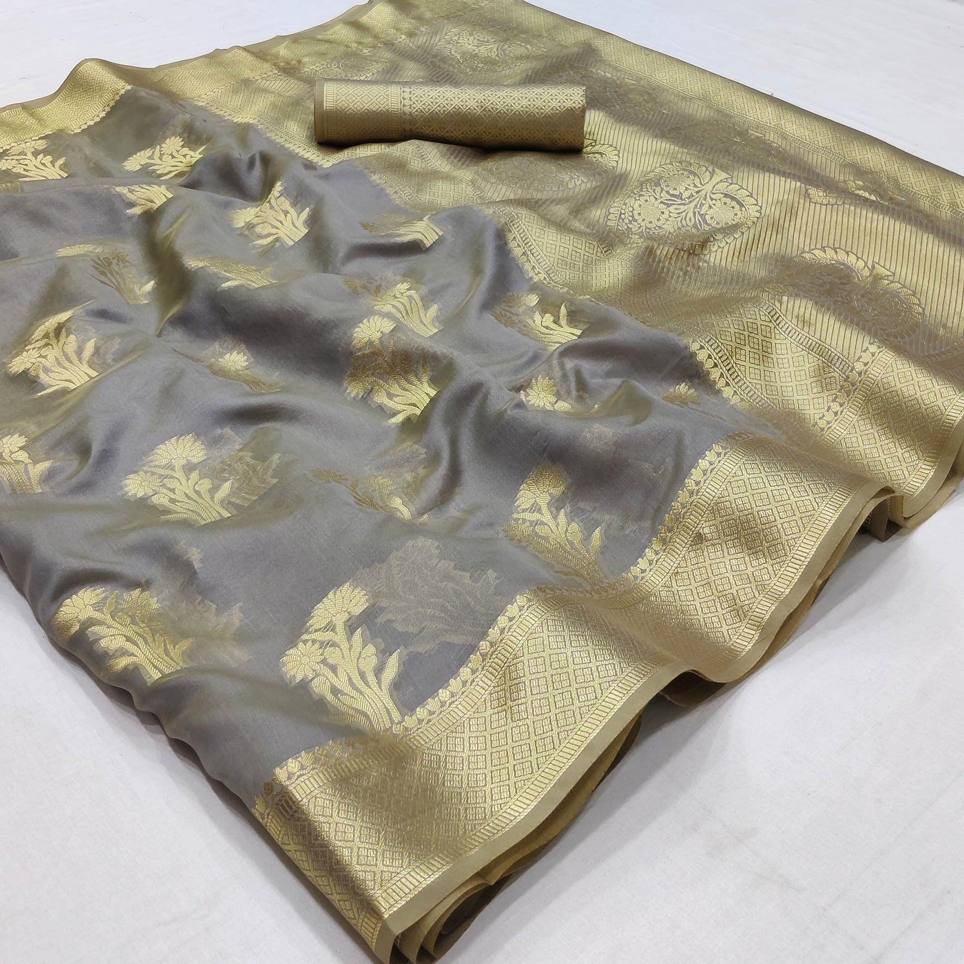 grey-festive-wear-woven-organza-saree-142912