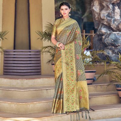 grey-festive-wear-woven-organza-saree-132571