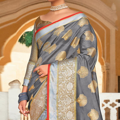 grey-festive-wear-woven-organza-saree-119998