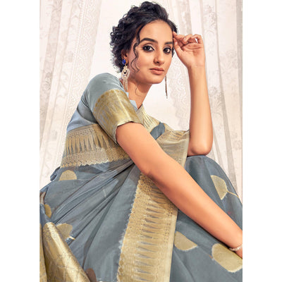 grey-festive-wear-woven-organza-saree-139316