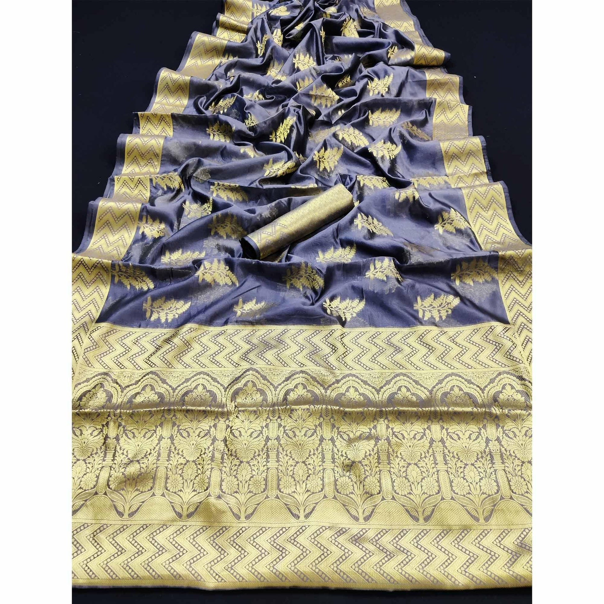 grey-festive-wear-woven-organza-saree-128564