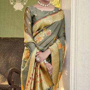 grey-festive-wear-woven-organza-saree-137904