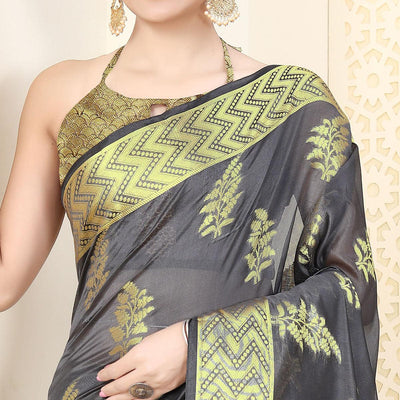 grey-festive-wear-woven-organza-saree-128418
