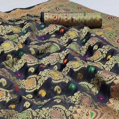 grey-festive-wear-woven-organza-saree-134166