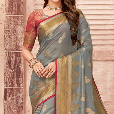 grey-festive-wear-woven-organza-saree-141601
