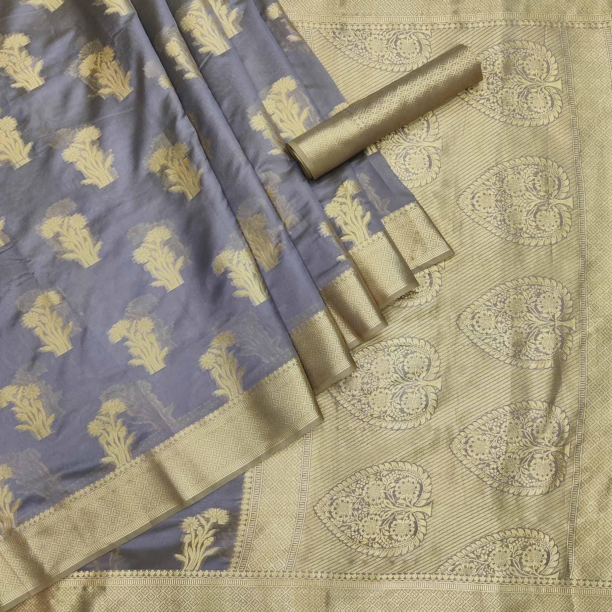 grey-festive-wear-woven-organza-saree-142912