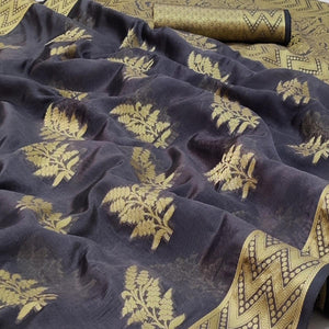 grey-festive-wear-woven-organza-saree-128564