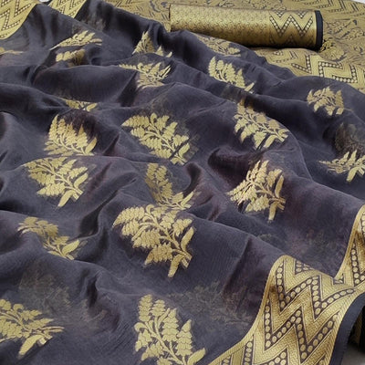 grey-festive-wear-woven-organza-saree-128564