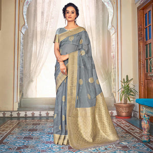 grey-festive-wear-woven-organza-saree-139316