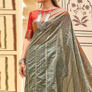grey-festive-wear-woven-organza-saree-with-tassels-141564