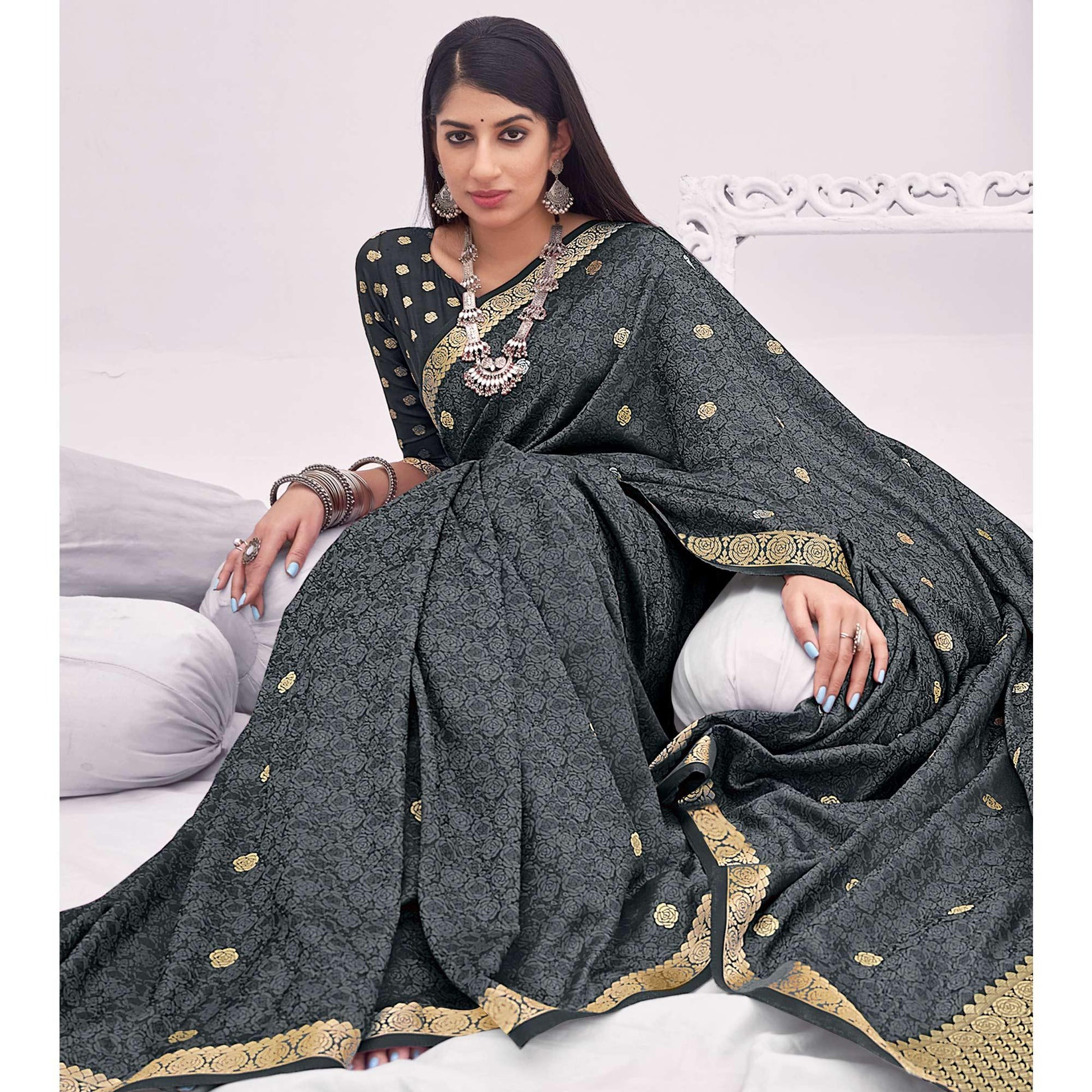 grey-festive-wear-woven-satin-saree-140235