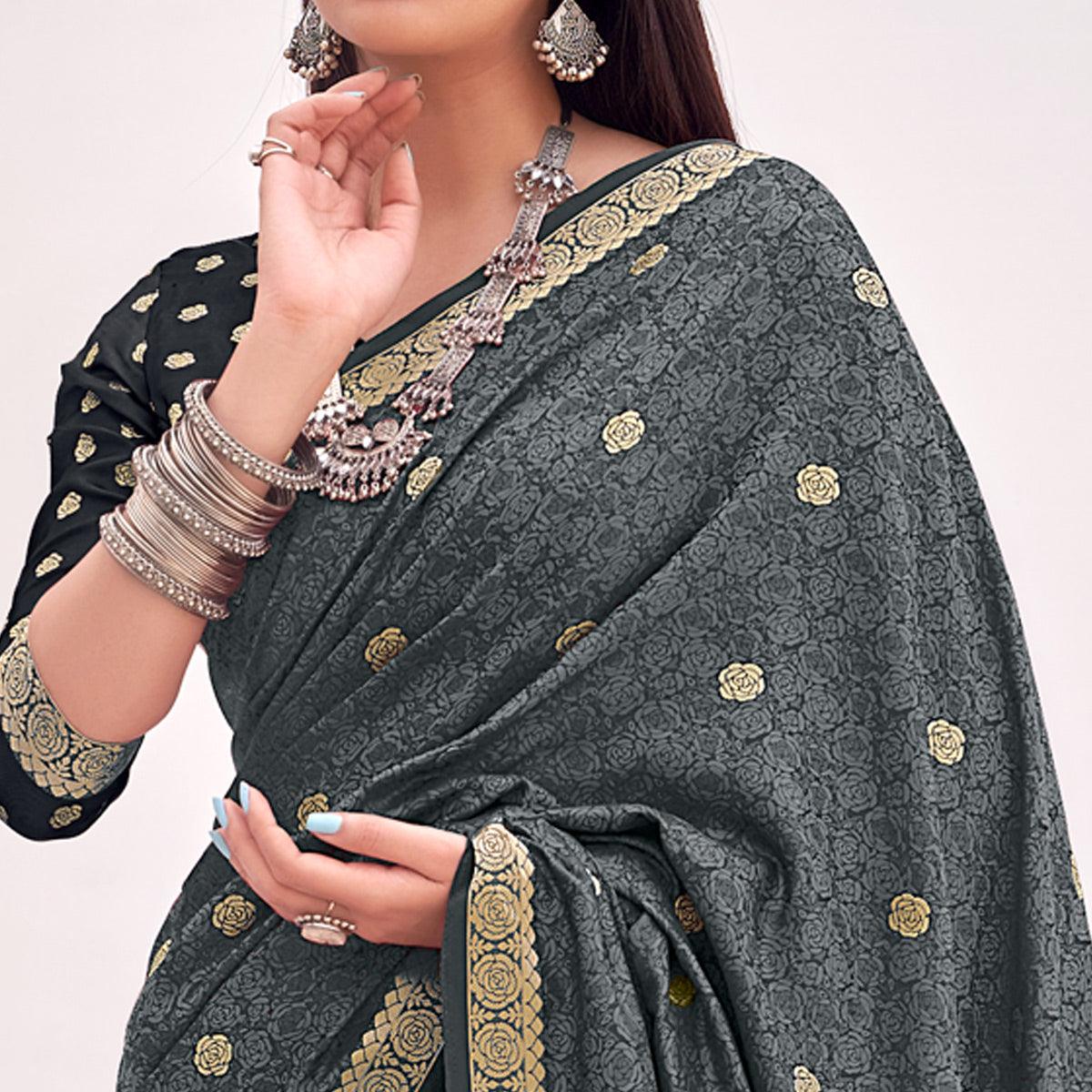 grey-festive-wear-woven-satin-saree-140235
