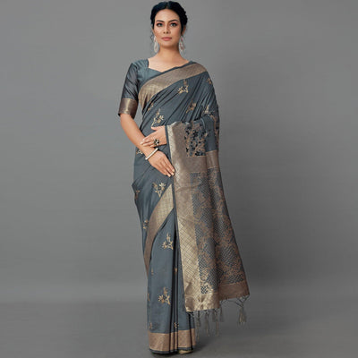 grey-festive-wear-woven-silk-blend-saree-126448
