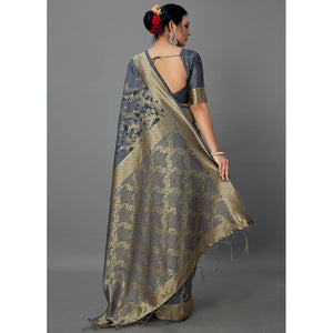 grey-festive-wear-woven-silk-blend-saree-126448