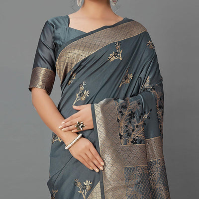 grey-festive-wear-woven-silk-blend-saree-126448