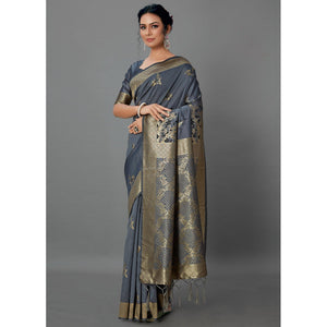 grey-festive-wear-woven-silk-blend-saree-126448