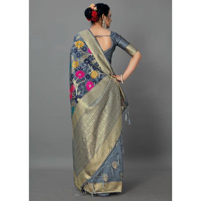 grey-festive-wear-woven-silk-blend-saree-126461