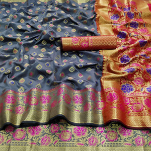 grey-festive-wear-woven-silk-saree-118754