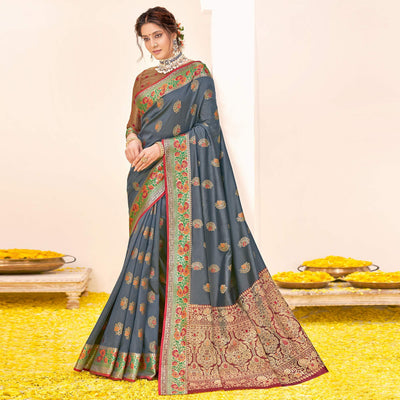 grey-festive-wear-woven-silk-saree-139805
