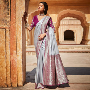 grey-festive-wear-woven-silk-saree-140813