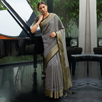 grey-festive-wear-woven-silk-saree-127393