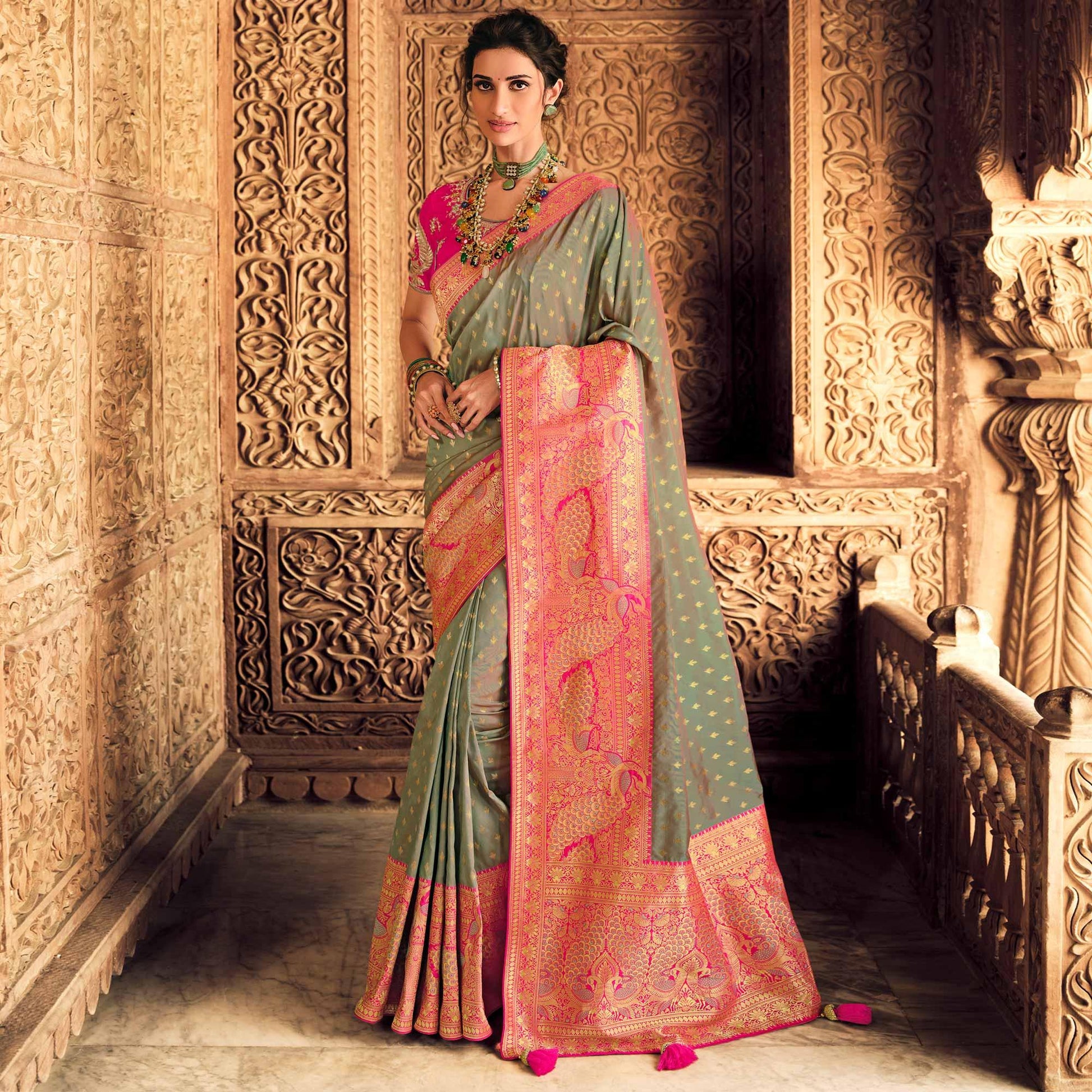 grey-festive-wear-woven-silk-saree-130719