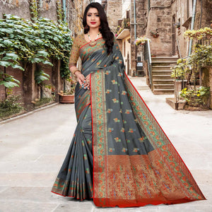 grey-festive-wear-woven-silk-saree-140101