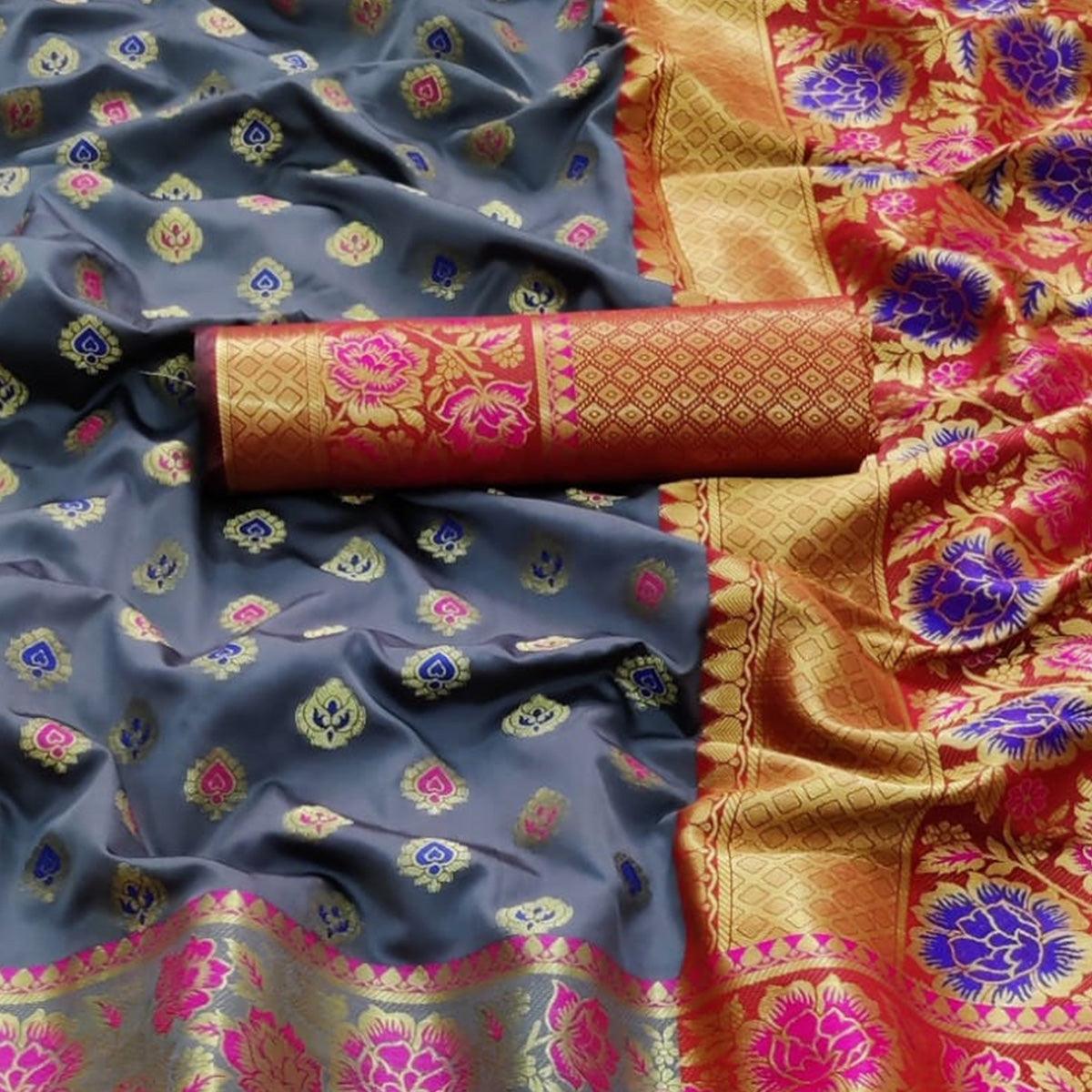 grey-festive-wear-woven-silk-saree-118754