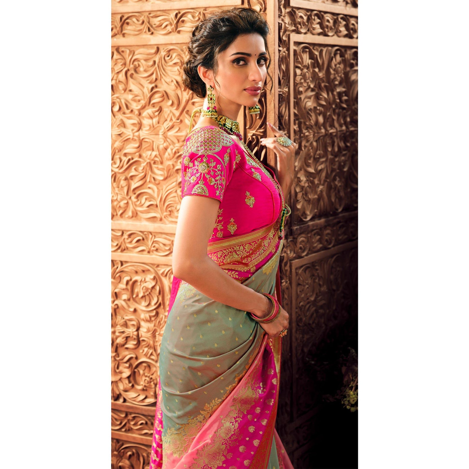 grey-festive-wear-woven-silk-saree-130733