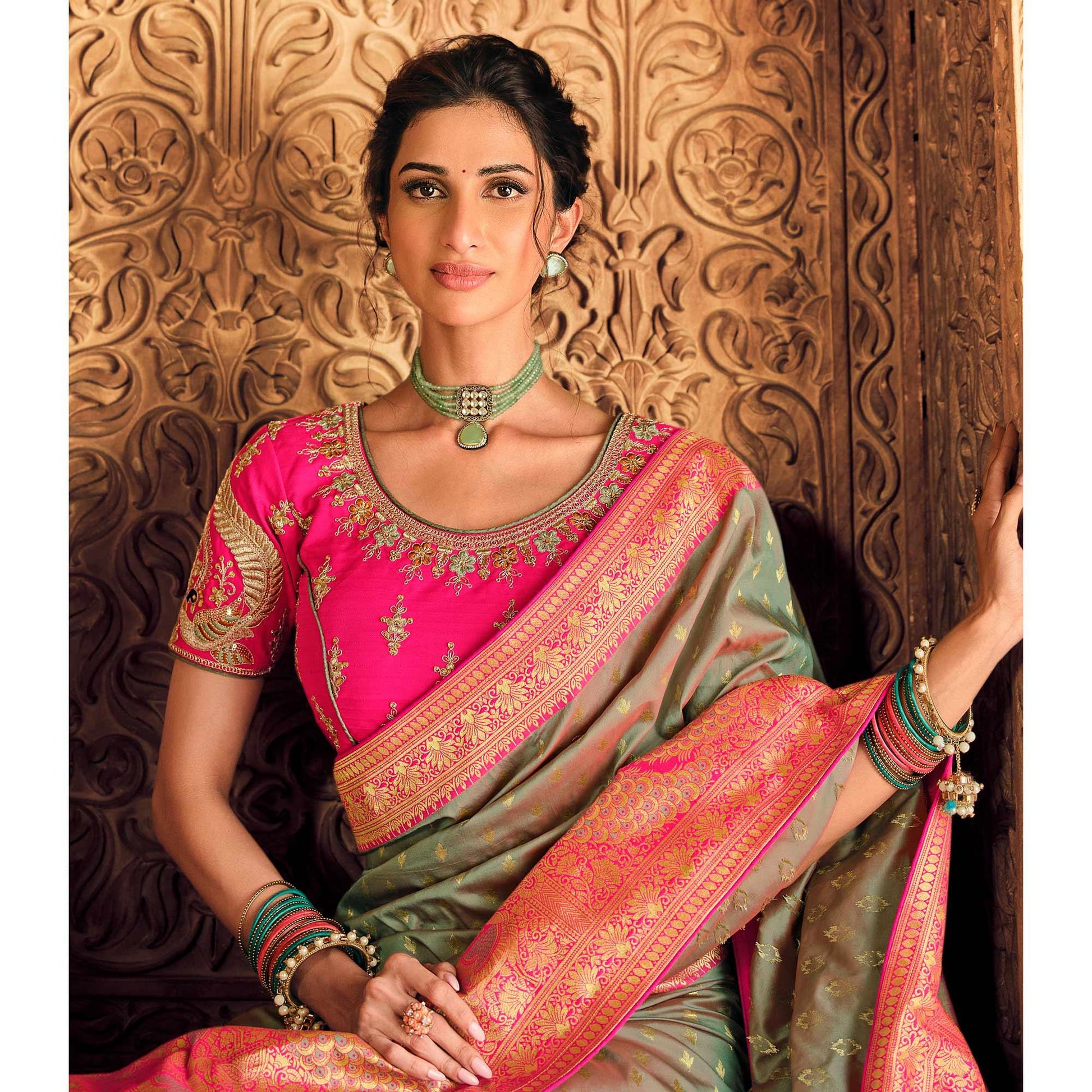 grey-festive-wear-woven-silk-saree-130719