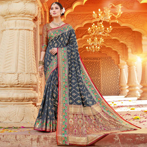 grey-festive-wear-woven-silk-saree-139526