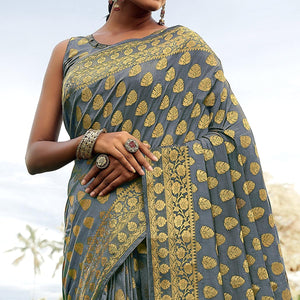 grey-festive-wear-woven-silk-saree-128400