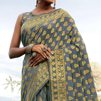 grey-festive-wear-woven-silk-saree-128400