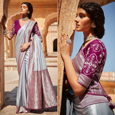 grey-festive-wear-woven-silk-saree-140813