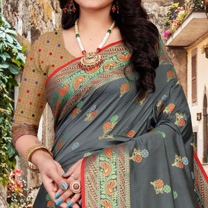 grey-festive-wear-woven-silk-saree-140101