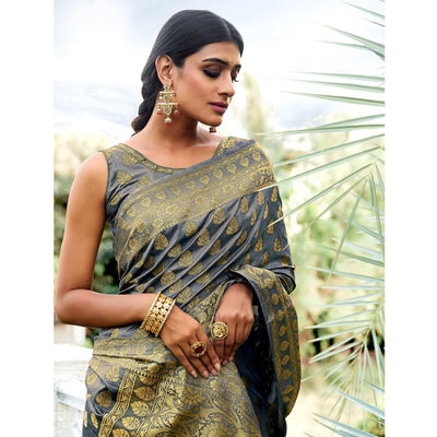 grey-festive-wear-woven-silk-saree-128400