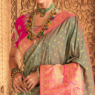 grey-festive-wear-woven-silk-saree-130719