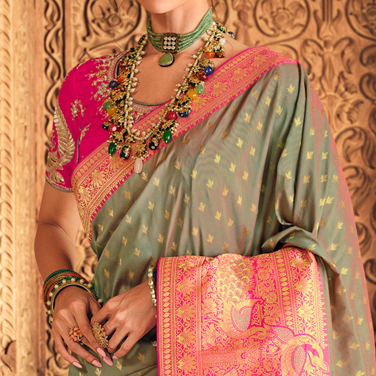 grey-festive-wear-woven-silk-saree-130719