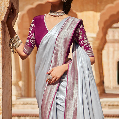 grey-festive-wear-woven-silk-saree-140813