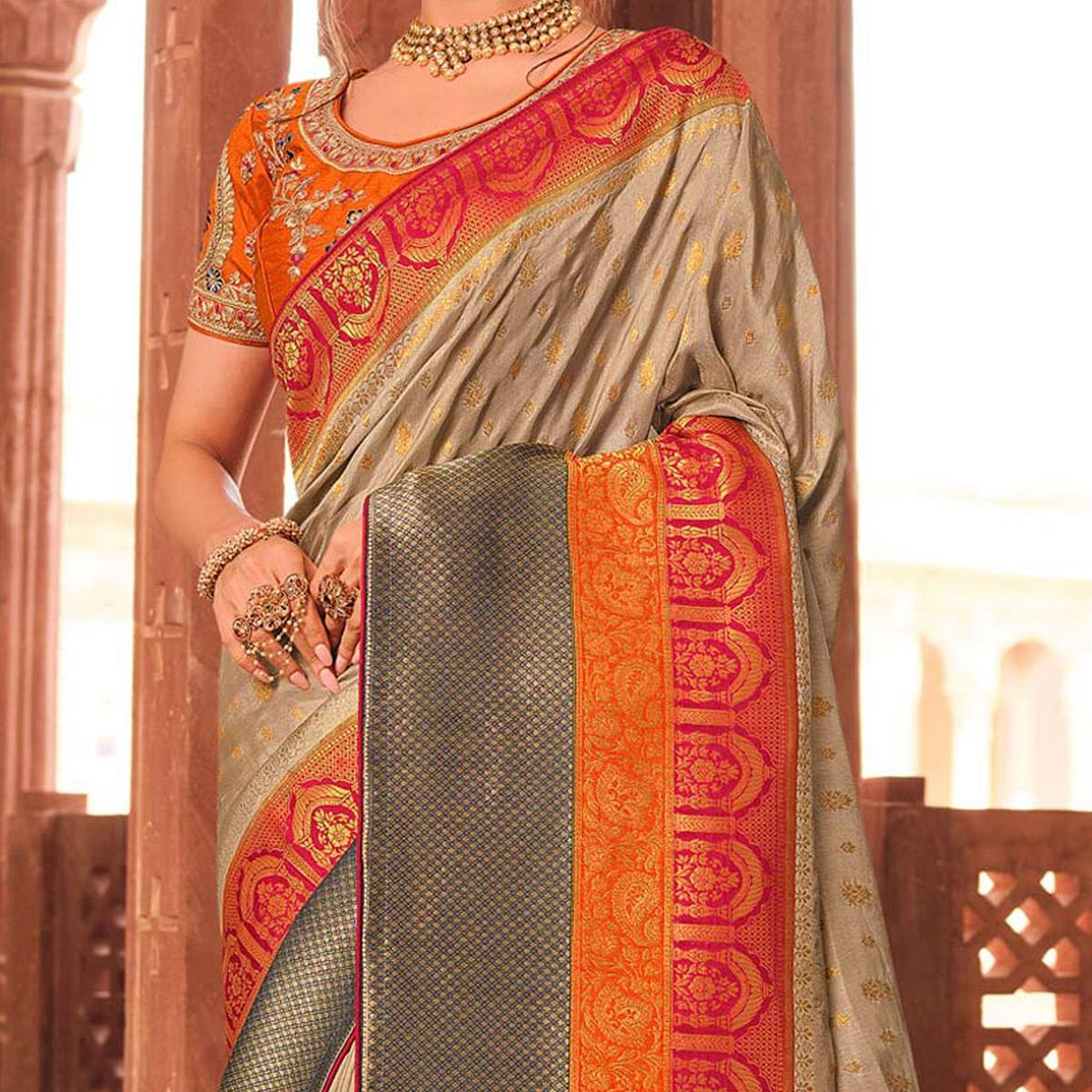 grey-festive-wear-woven-silk-saree-138268