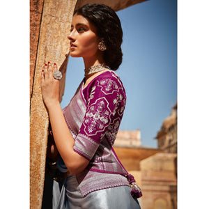grey-festive-wear-woven-silk-saree-140813