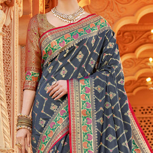 grey-festive-wear-woven-silk-saree-139526