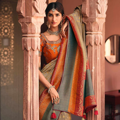 grey-festive-wear-woven-silk-saree-138268