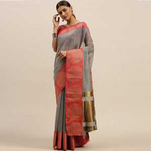 grey-festive-wear-woven-silk-saree-with-jacquard-border-109191
