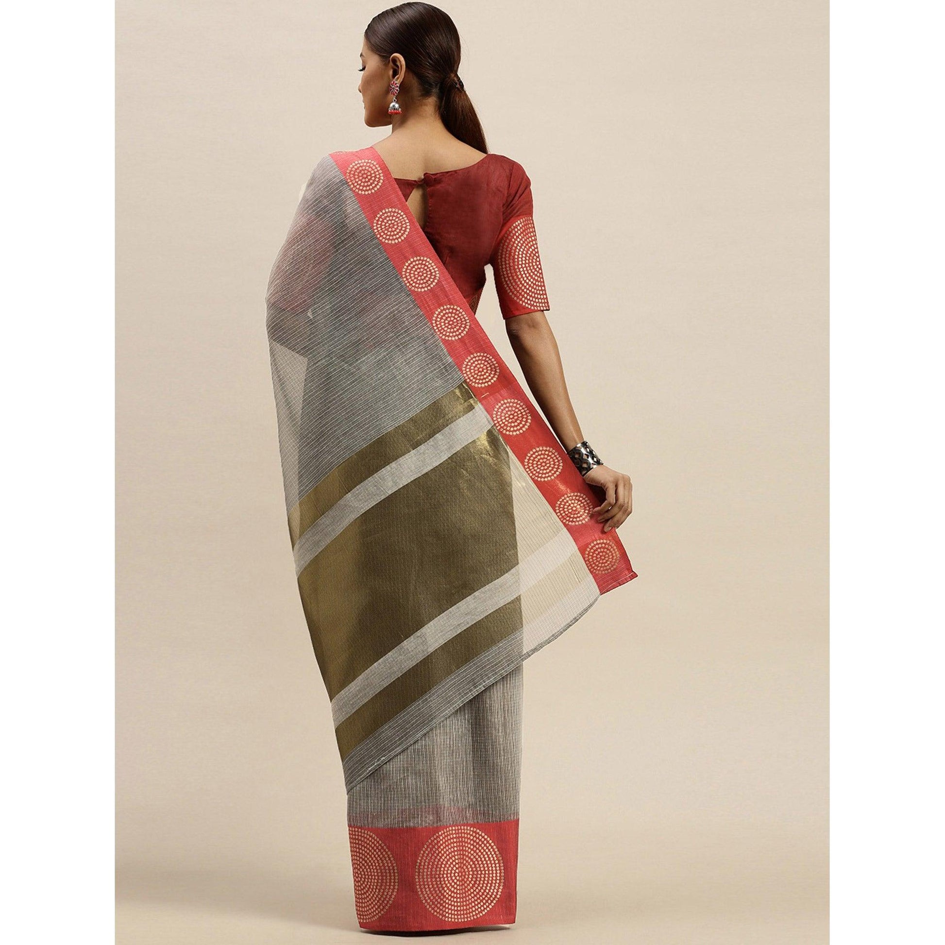 grey-festive-wear-woven-silk-saree-with-jacquard-border-109191