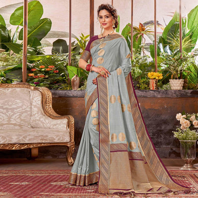 grey-festive-wear-woven-silk-saree-with-tassels-139774