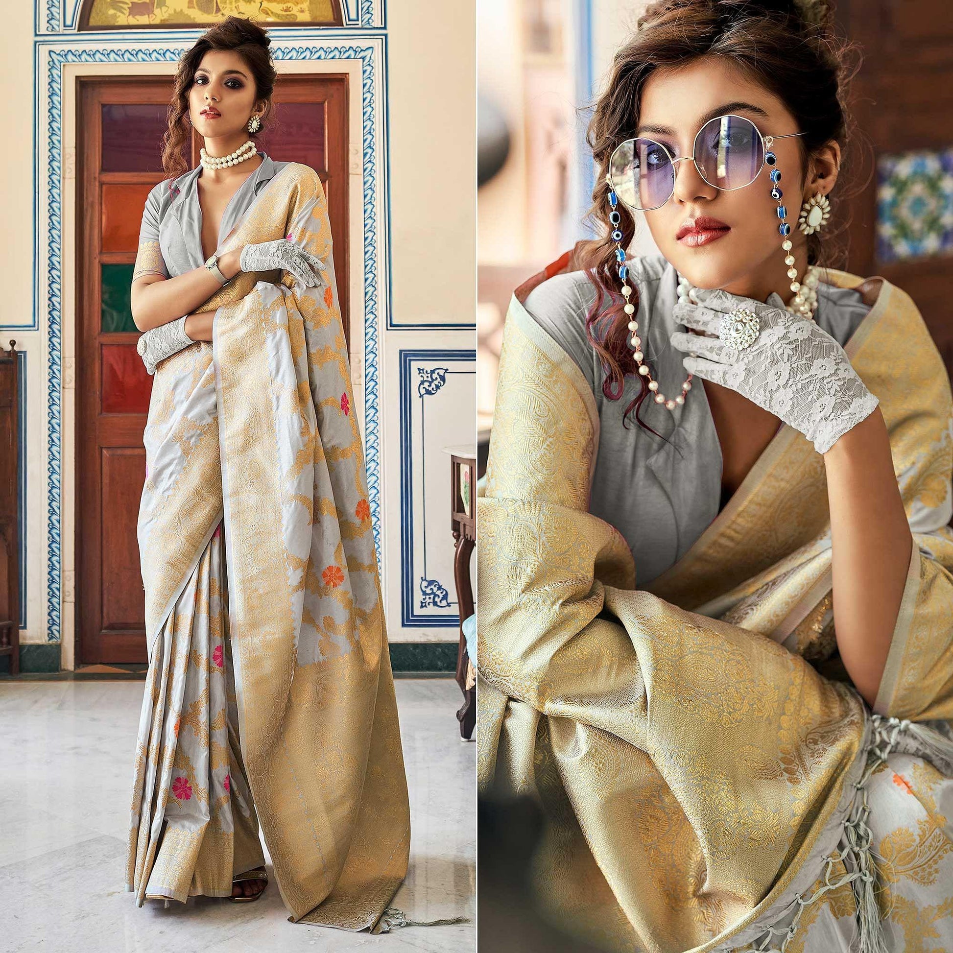 grey-festive-wear-woven-silk-saree-with-tassels-141172