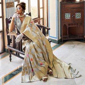 grey-festive-wear-woven-silk-saree-with-tassels-141172