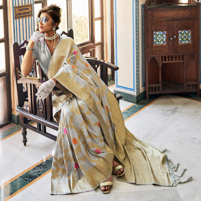 grey-festive-wear-woven-silk-saree-with-tassels-141172